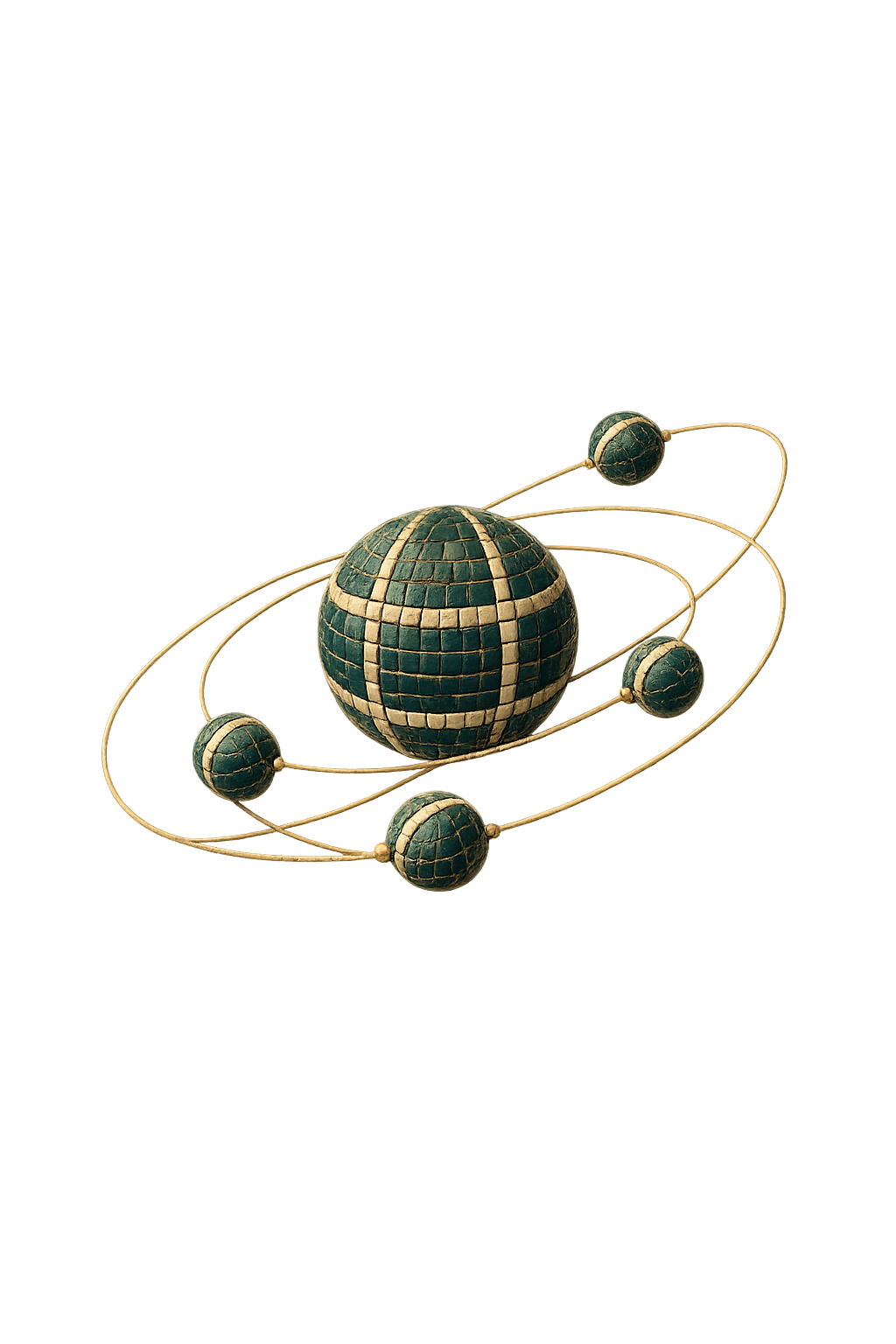An illustration of satellite moons orbiting a central body