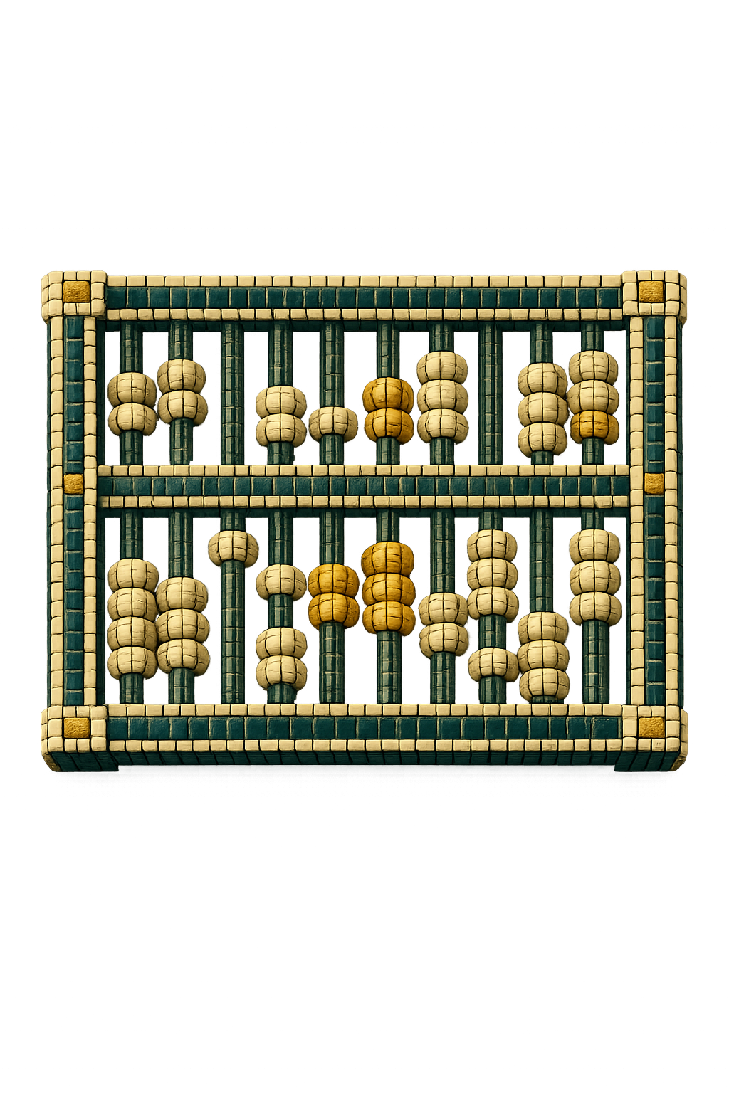 An illustration of an abacus, the working sessions counted out across three days