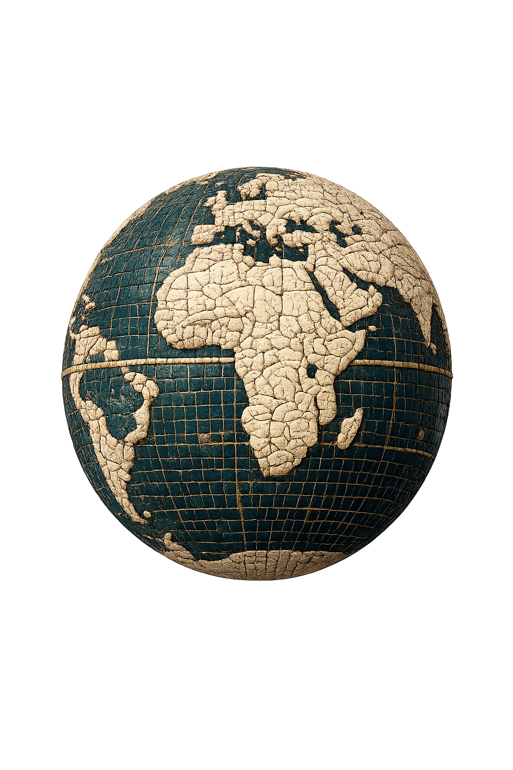 A mosaic globe turned to centre Africa and the Global South